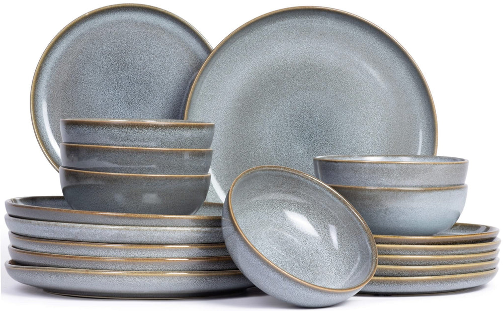 ASA Selection Geschirrset Saisons - Denim - 18-teilig / 6 Personen - 6 Dinner-Teller, 6 Frühstücksteller und 6 Schalen