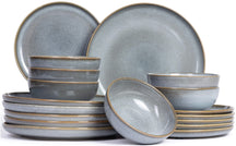ASA Selection Geschirrset Saisons - Denim - 18-teilig / 6 Personen - 6 Dinner-Teller, 6 Frühstücksteller und 6 Schalen