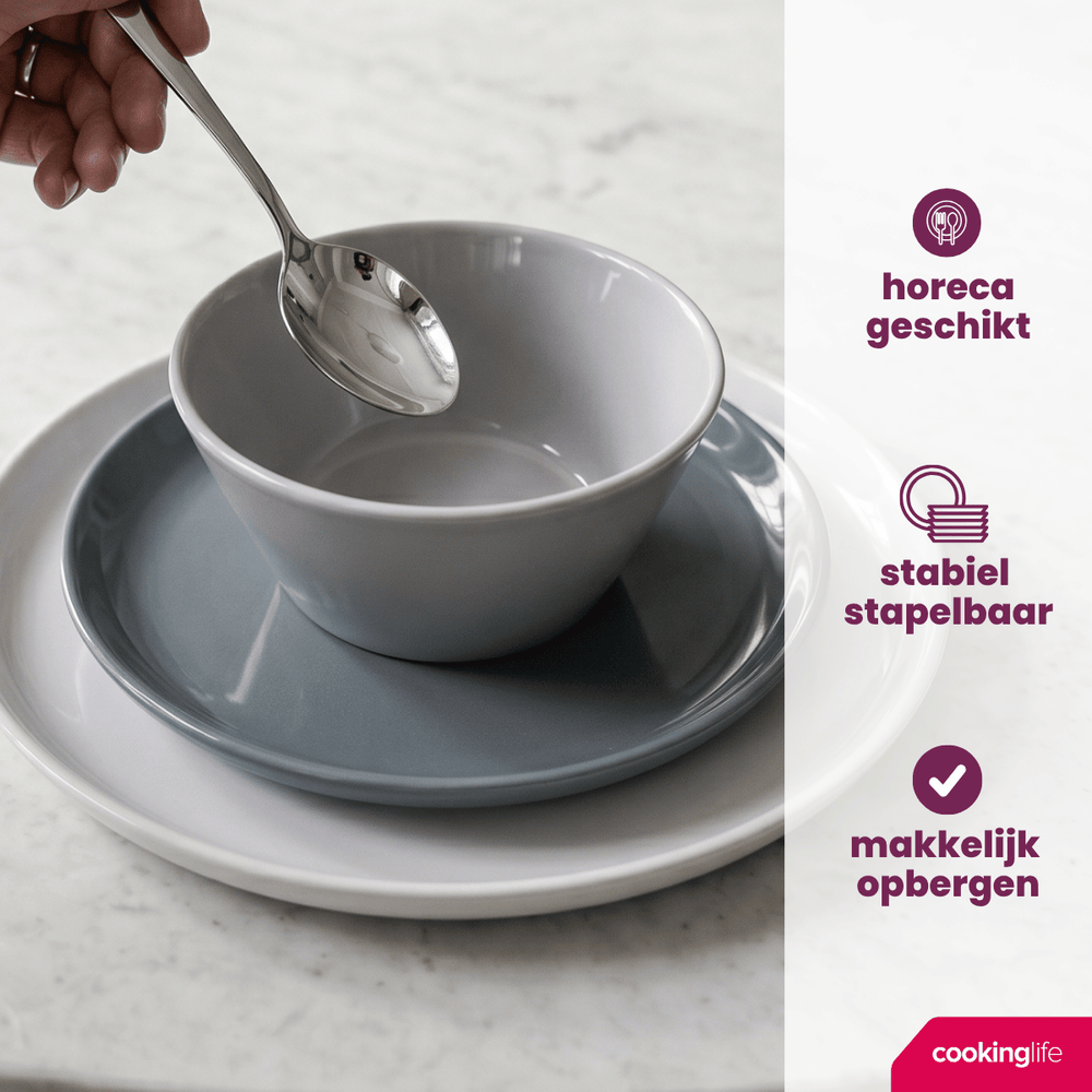 Cookinglife Dinerplatten Siaki - Weiß / Blau / Grau ø 26,5 cm - Porzellan - 6 Stück