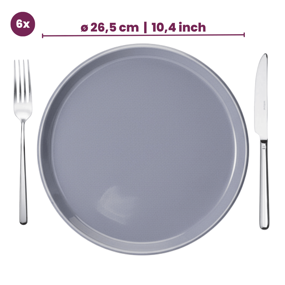 Cookinglife Dinerplatten Siaki - Weiß / Blau / Grau ø 26,5 cm - Porzellan - 6 Stück