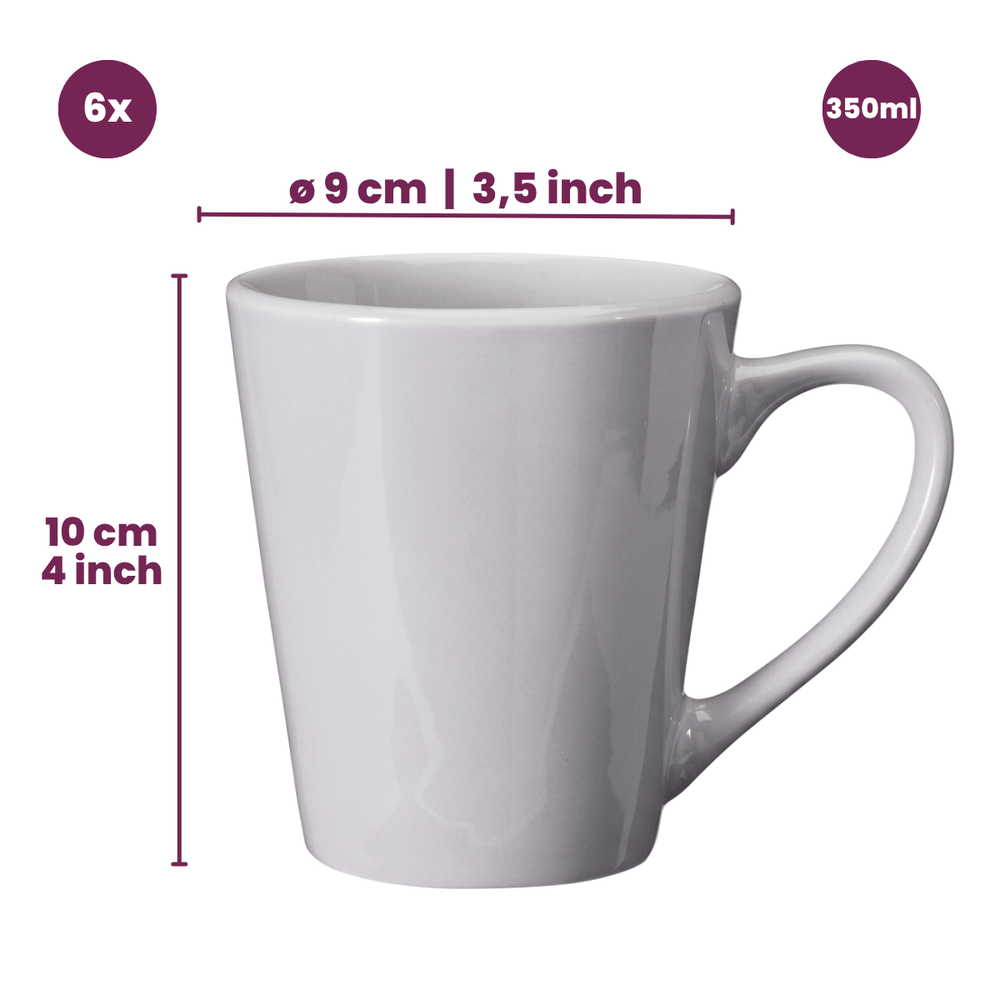 Cookinglife Siaki Becher – Weiß/Blau/Grau, 350 ml – Porzellan – 6er-Set