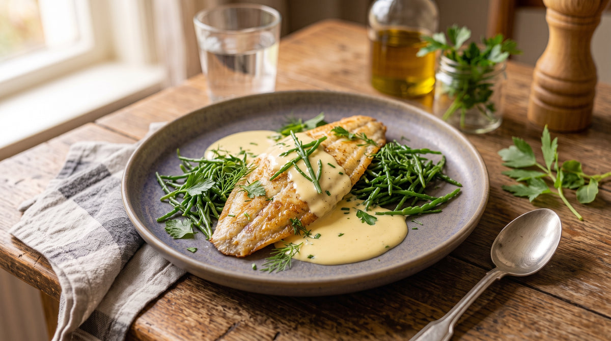 Ein klassisches Fischgericht mit einer raffinierten Sauce und frischem Biss