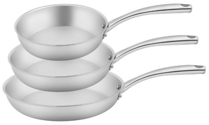Sola Bratpfannenset Green Cooking+ Triply Edelstahl 3-teilig - ø 20, 24 & 28 cm - geeignet für alle Wärmequellen - ohne Antihaftbeschichtung