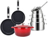 Sola Topfset Pearl 7-teilig Edelstahl - Induktion geeignet - Kochtopf ø 16, 18, 20 cm & Stieltopf ø 16 cm + Bratpfanne ø 24, 28 cm + Bräter ø 24 cm
