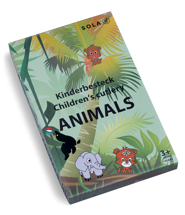 Sola Kinderbesteck Dschungeltiere - 18/10 Edelstahl - 4-teilig