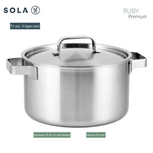 Sola Ruby Suppentopf mit Deckel - Triply - Induktionsgeeignet - ø 24 cm / 5,5 Liter