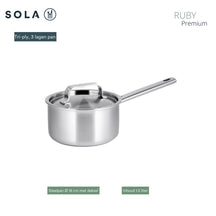 Sola Topfset Ruby 4-Teilig Premium Triply Edelstahl - Kochtopf ø 16, 18, 20 cm & Stielkasserolle ø 16 cm - Induktionsgeeignet