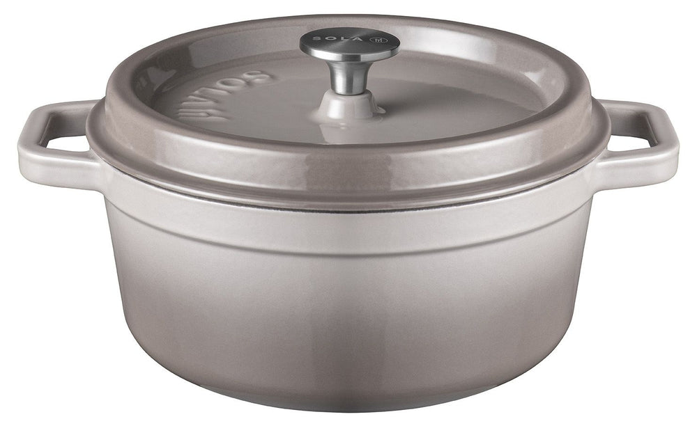 Sola Bräter mit Deckel Gusseisen - Grau - ø 28 cm / 5 Liter - Emaillierte Antihaftbeschichtung