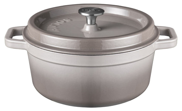 Sola Bräter mit Deckel Gusseisen - Grau - ø 28 cm / 5 Liter - Emaillierte Antihaftbeschichtung