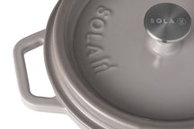 Sola Bräter mit Deckel Gusseisen - Grau - ø 28 cm / 5 Liter - Emaillierte Antihaftbeschichtung