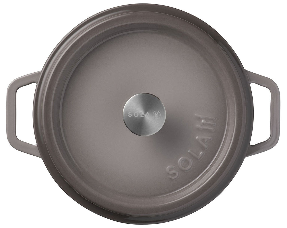 Sola Bräter mit Deckel Gusseisen - Grau - ø 28 cm / 5 Liter - Emaillierte Antihaftbeschichtung