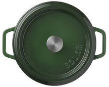 Sola Bräter mit Deckel Gusseisen - Grün - ø 28 cm / 5 Liter - Emaillierte Antihaftbeschichtung