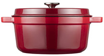 Sola Bräter mit Deckel Gusseisen - Rot - ø 28 cm / 5 Liter - Emaillierte Antihaftbeschichtung