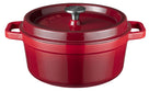 Sola Bräter mit Deckel Gusseisen - Rot - ø 28 cm / 5 Liter - Emaillierte Antihaftbeschichtung