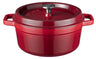 Sola Bräter mit Deckel Gusseisen - Rot - ø 24 cm / 3.2 Liter - Emaillierte Antihaftbeschichtung