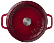 Sola Bräter mit Deckel Gusseisen - Rot - ø 28 cm / 5 Liter - Emaillierte Antihaftbeschichtung