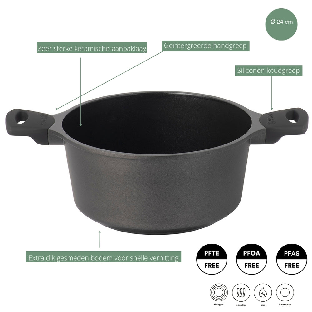 Sola Bräter mit Deckel Ceramic Deluxe ø 24 cm - keramische Antihaftbeschichtung