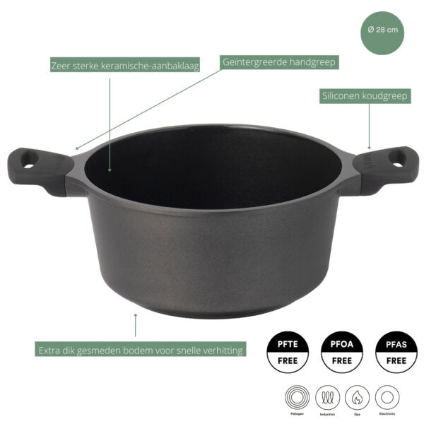 Sola Bräter mit Deckel Ceramic Deluxe ø 28 cm - keramische Antihaftbeschichtung