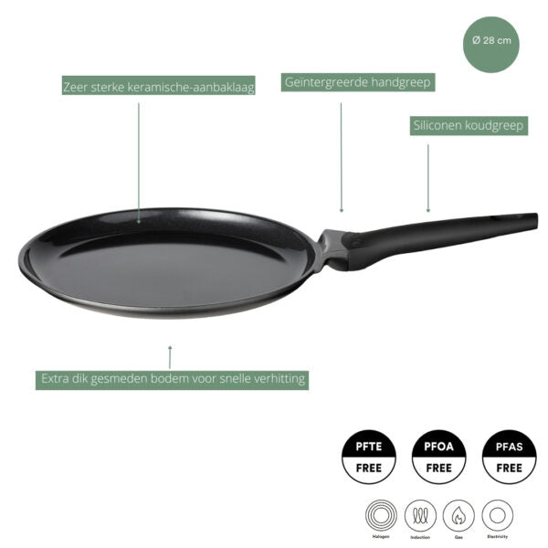 Sola Crepepfanne / Pfanne für Crêpes Ceramic Deluxe ø 28 cm - Induktionsgeeignet - Keramische Antihaftbeschichtung