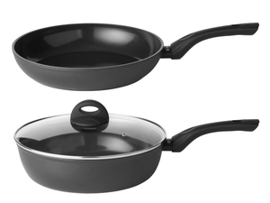 Sola Kochgeschirr Set Stonehenge 2-Delig - Bratpfanne ø 28 cm und Sautépfanne mit Deckel ø 28 cm - keramische Antihaftbeschichtung