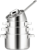 Sola Topfset Ruby 4-Teilig Premium Triply Edelstahl - Kochtopf ø 16, 18, 20 cm & Stielkasserolle ø 16 cm - Induktionsgeeignet