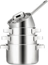 Sola Topfset Ruby 4-Teilig Premium Triply Edelstahl - Kochtopf ø 16, 18, 20 cm & Stielkasserolle ø 16 cm - Induktionsgeeignet