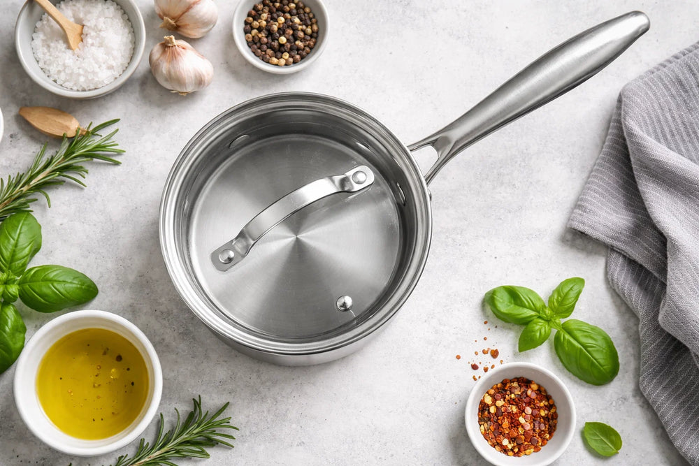 Cookinglife Topf mit Glasdeckel Signature Steel - RVS - ø 17,5 cm - geeignet für alle Wärmequellen