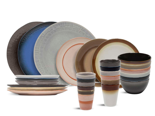 Studio Tavola Geschirrset Earth 30-teilig / 6 Personen - 6 Dinner-Teller, 6 Frühstücksteller, 6 Schalen, 6 Kaffeetassen und 6 Kaffeebecher