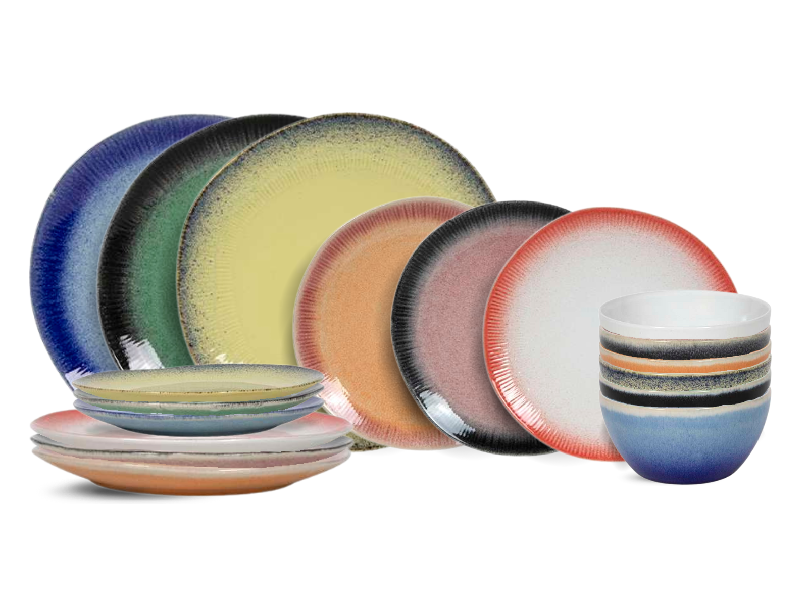 Studio Tavola Geschirrset Fire 18-teilig / 6 Personen - 6 Speiseteller, 6 Frühstücksteller und 6 Schalen von Cookinglife