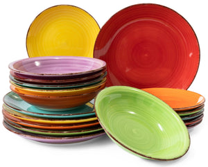 Studio Tavola Geschirrset Sunny Summer - 18-teilig / 6 Personen - 6 Frühstücksteller, 6 Suppenteller und 6 Essteller