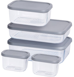 Cookinglife Vorratsdosen - Glas - Grau - 5 Stück