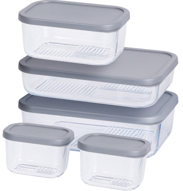 Cookinglife Vorratsdosen - Glas - Grau - 5 Stück
