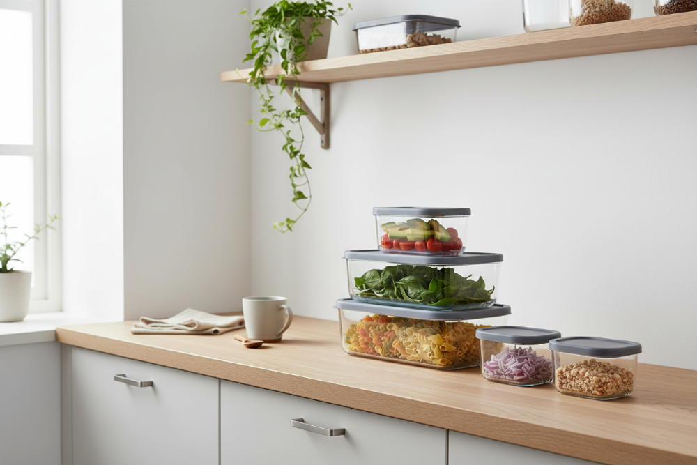 Cookinglife Vorratsdosen - Glas - Grau - 5 Stück