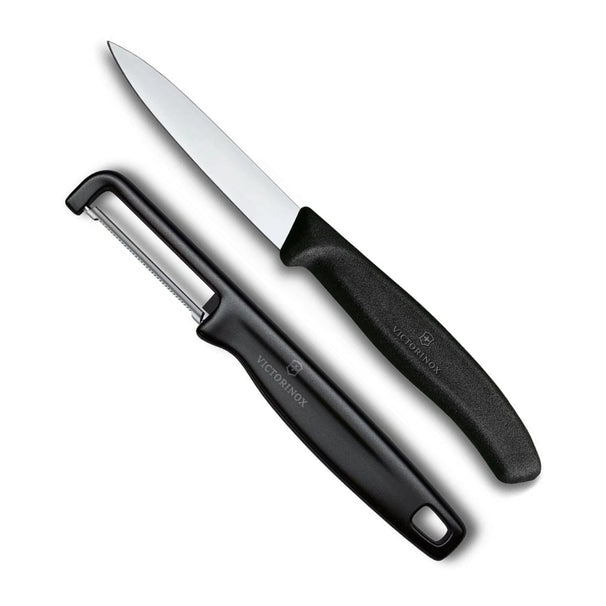 Victorinox Gemüsemesser-Set Swiss Classic Schwarz 2-teilig - Schälmesser & Gerade Schäler