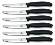 Victorinox Steakmesser Wellenschliff Swiss Classic Schwarz - 6 Stück
