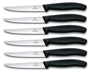 Victorinox Steakmesser Wellenschliff Swiss Classic Schwarz - 6 Stück