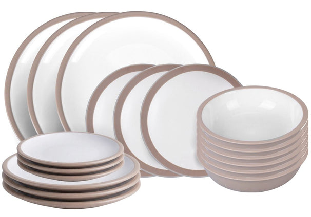 Villa d'Este Home Geschirrset Bistrot Weiß 18-teilig / 6 Personen - 6 Speiseteller, 6 Frühstücksteller und 6 Suppenteller