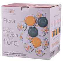 Villa d'Este Home Geschirrset Flora Porzellan 18-teilig / 6 Personen - 6 Speiseteller, 6 Frühstücksteller und 6 Suppenteller