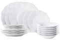 Villa d'Este Home Geschirrset Scallop Weiß Opalglas 18-teilig / 6 Personen - 6 Speiseteller, 6 Frühstücksteller und 6 Suppenteller