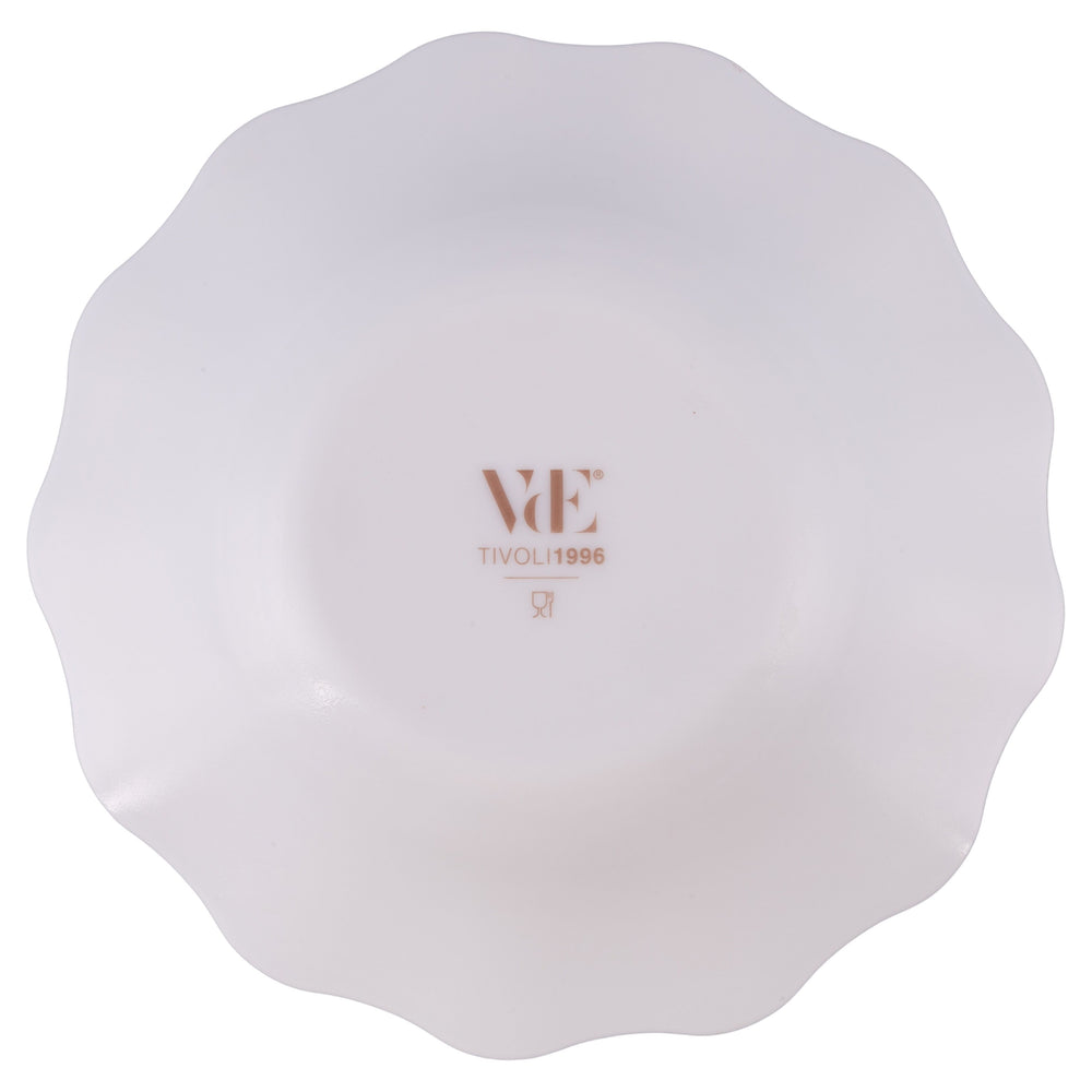 Villa d'Este Home Geschirrset Scallop Weiß Opalglas 18-teilig / 6 Personen - 6 Speiseteller, 6 Frühstücksteller und 6 Suppenteller