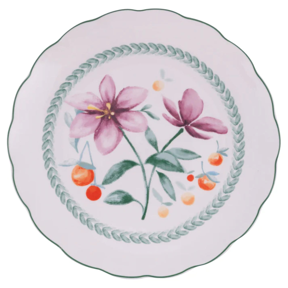 Villa d'Este Home Geschirrset Cherry Flowers Baita 18-teilig / 6 Personen - 6 Speiseteller, 6 Frühstücksteller und 6 Suppenteller