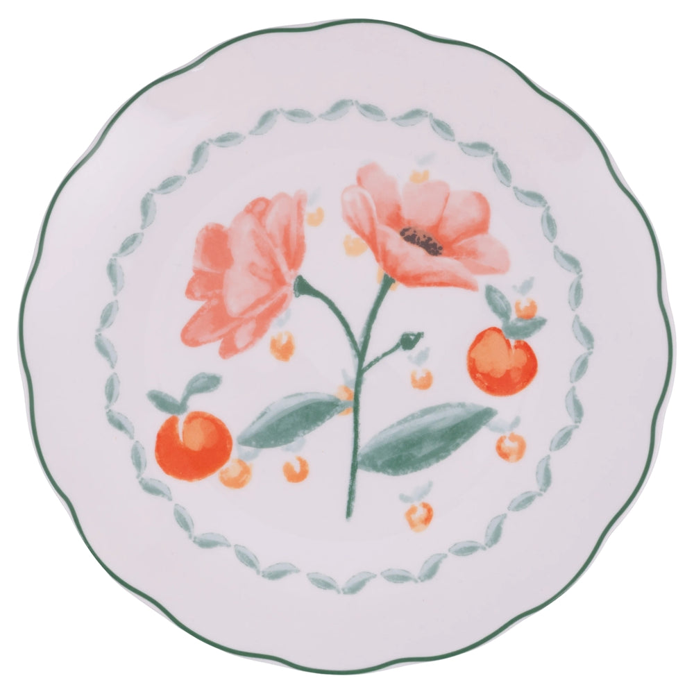 Villa d'Este Home Geschirrset Cherry Flowers Baita 18-teilig / 6 Personen - 6 Speiseteller, 6 Frühstücksteller und 6 Suppenteller