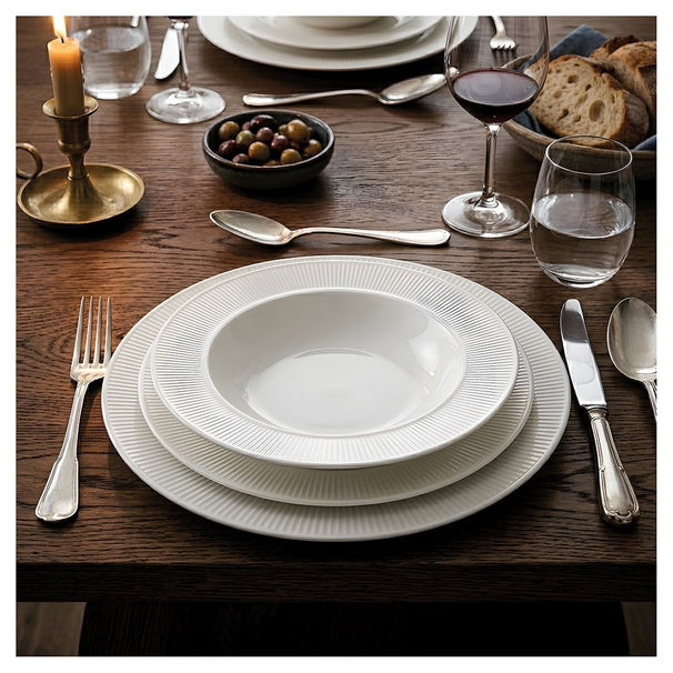 Villa d'Este Home Geschirrset Decor Weiß Opalglas 18-teilig / 6 Personen - 6 Speiseteller, 6 Frühstücksteller und 6 Suppenteller