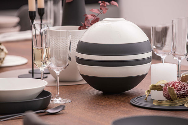Villeroy & Boch Geschirrset La Boule Schwarz / Weiß 7-teilig / 2 Personen - 2 Schalen, 2 Teller, 2 Universalplatten und 1 Servierschale