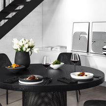 Villeroy & Boch Geschirrset La Boule Schwarz / Weiß 7-teilig / 2 Personen - 2 Schalen, 2 Teller, 2 Universalplatten und 1 Servierschale