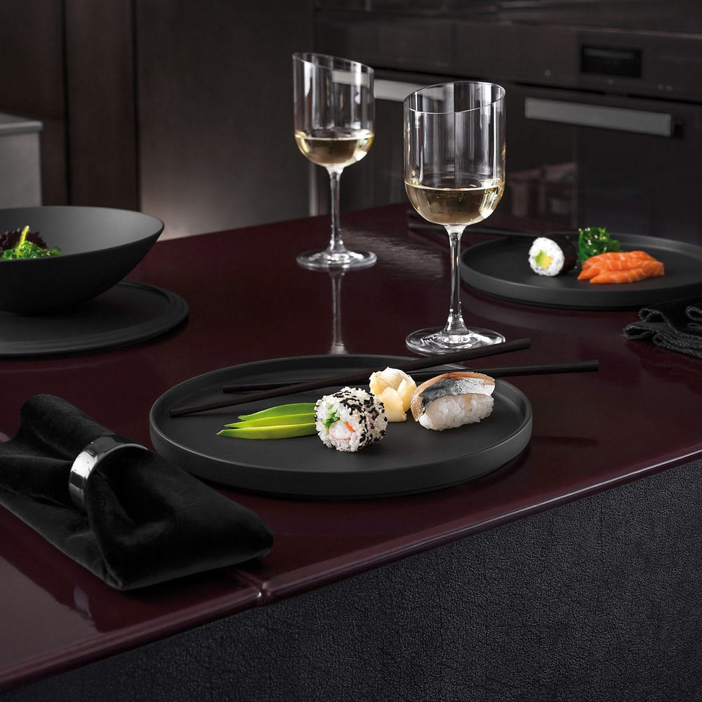 Villeroy & Boch Geschirrset La Boule Schwarz 7-teilig / 2 Personen - 2 Schalen, 2 Teller, 2 Universalplatten und 1 Servierschale