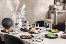 Villeroy & Boch Geschirrset La Boule Schwarz 7-teilig / 2 Personen - 2 Schalen, 2 Teller, 2 Universalplatten und 1 Servierschale