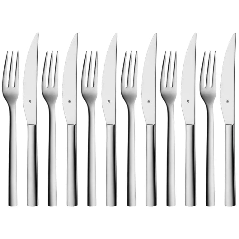 WMF Steakbesteck Nuova 12-teilig - Inklusive GRATIS Cookinglife Pfeffer- und Salzmahlerset