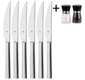 WMF Steakmesser Nuova - 6 Stück - Inklusive GRATIS Cookinglife Pfeffer- und Salzmahlerset