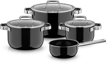 WMF Topfset Fusiontec 2.0 Mineral Pro Schwarz 4-teilig - Kochtöpfe ø 16, 20, 24 cm & Stieltopf ø 16 cm